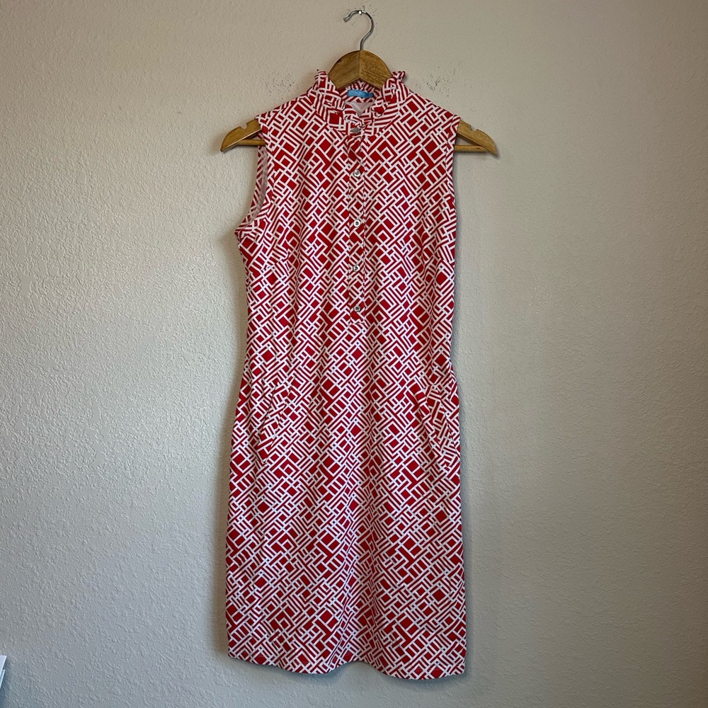 J. Mclaughlin Red Catalina Geometric Cloth Dress Size Small